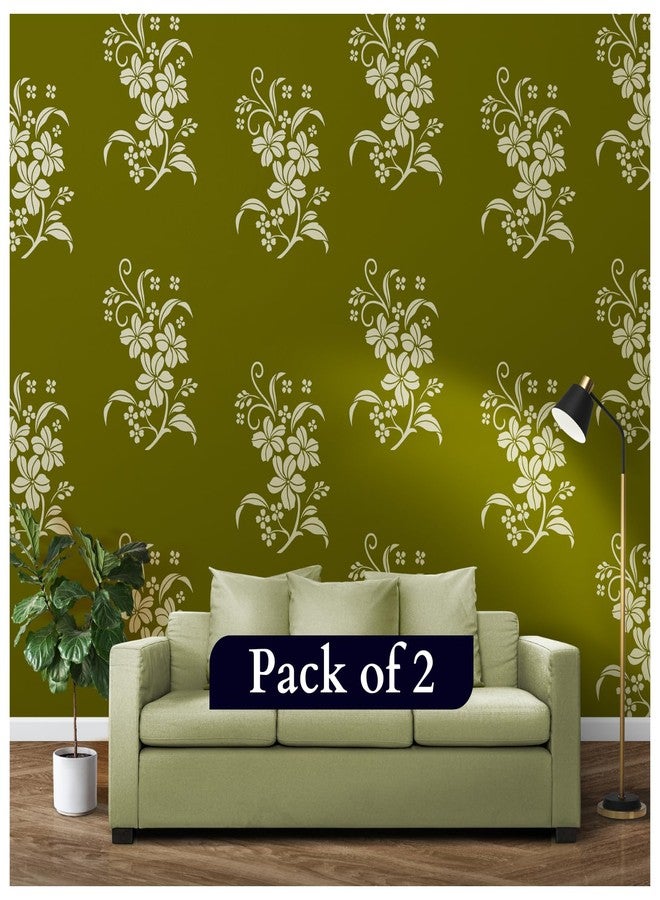 StenCart Alluring Jasmine Floral Pack of 2 Stencil for Wall Painting Home DIY Reusable Wall Stencil Design for Wall Decoration (16-inch x 24 inch) - Combo of 2 - Image 1